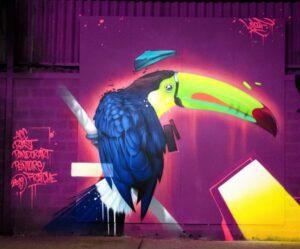 Kalouf street art pour Peinture Fraîche Festival av debourg, Lyon 7e