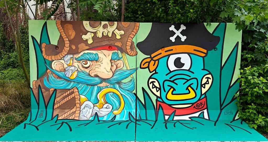 Bounka & TOKI art pour l'expo #Pirates de Blast Art Lyon rue de Gorge de Loup, Lyon 9e